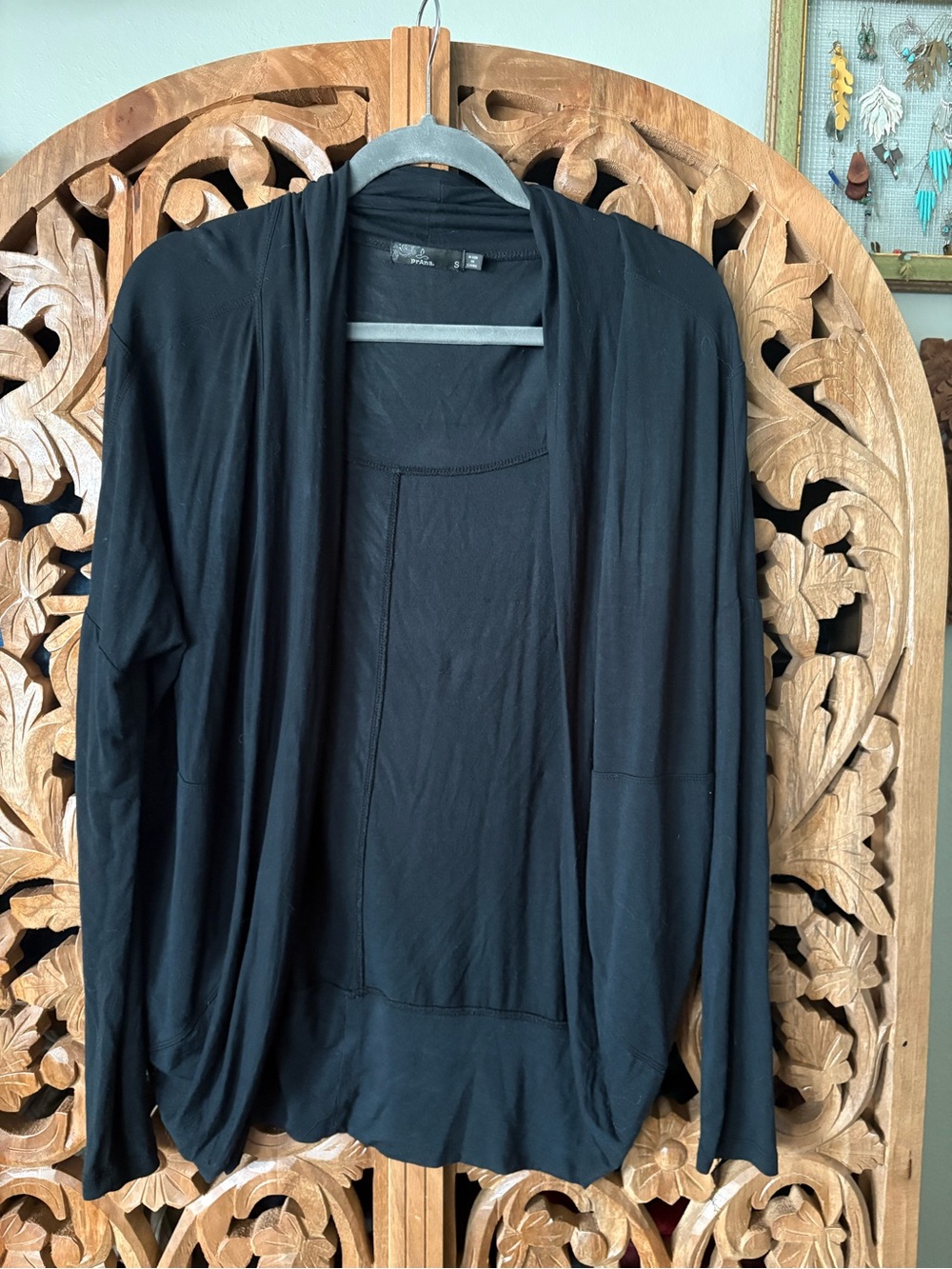 Prana Black Open-Front Cardigan Sweater